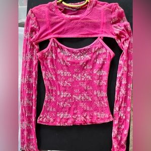 Lip Service Pink Sheer Mesh “SEX” top Set